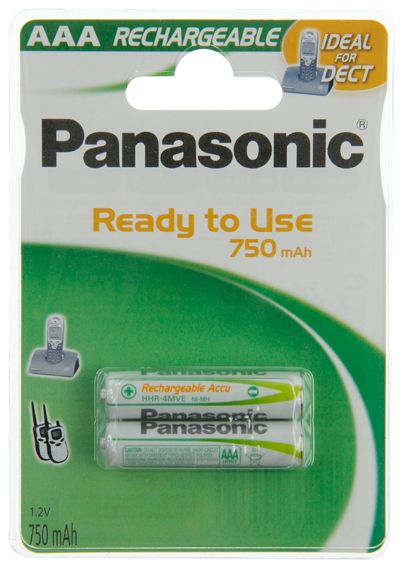 Panasonic HHR-4MVE/2, 1.2V 750mAh AAA Akkus für DECT Funktelefone