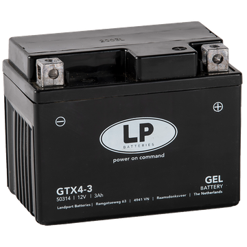 LP GB4L-B GEL-Motorradbatterie ersetzt CB4L-B, GTX4-3, YB4L-B, DIN 50411 12V 4Ah