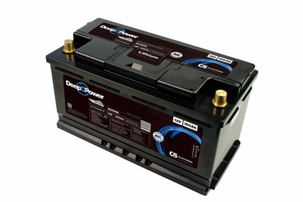 Abverkauf Deep C Power 12V 100Ah LiFePO4 Marine / Boot Batterie 355x175x188mm