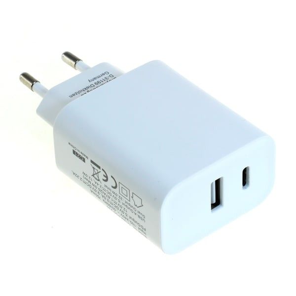 Ladegerät USB-C + USB-A, USB POWER DELIVERY USB-PD, 2-PORT, 32W