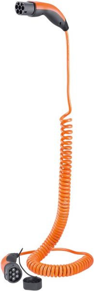 Spiral-Ladekabel Typ 2, bis zu 11 kW, 5 m, Orange