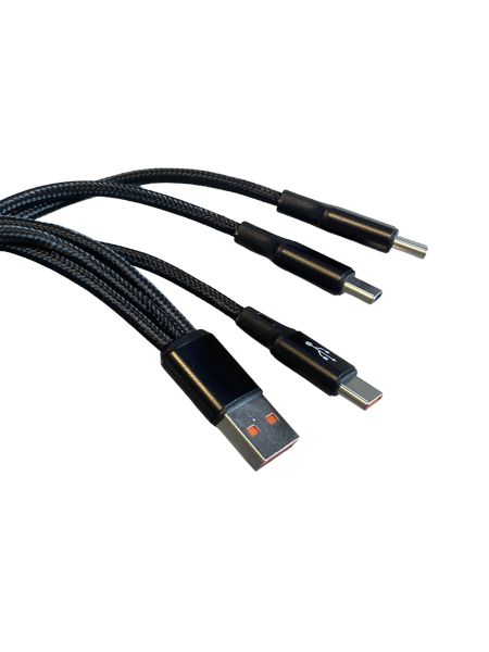 3in1 USB Splitterkabel auf 3 x USB-C, schwarz
