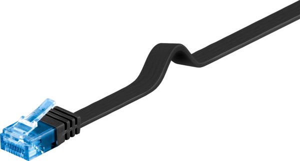 RJ45 Flach-Netzwerkkabel (Patchkabel) Cat 6a U/UTP, 5m Schwarz