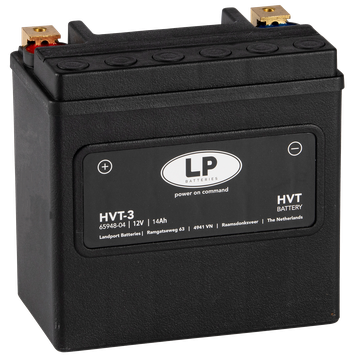 LP HVT-3 Motorradbatterie ersetzt YTX14L-BS, HVT3, HVT-03, 65958-04 12V 14Ah