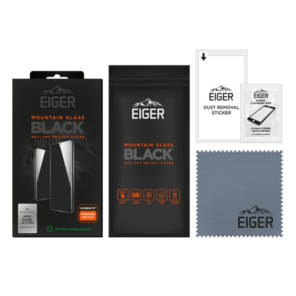 EIGER APPLE IPHONE 12/12 PRO GLAS PRIVACY 2.5D EIGER MOUNTAIN GLASS BLACK