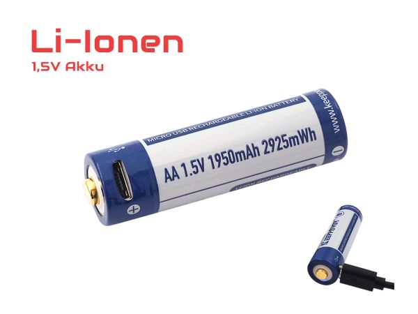 Keeppower AA, LR6, 1.5V 2925mWh Li-Ion Akku Ladbar via micro-USB