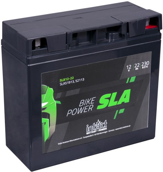 Intact SLA12-22 Motorradbatterie 12V 22Ah ersetzt SLA12-20, 51913, G19, YT19BL