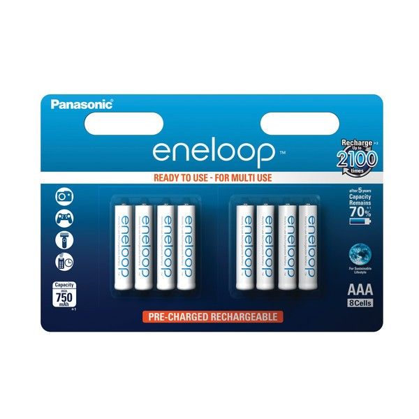 Panasonic Eneloop AAA Akkus, 8er-Blister BK-4MCDE/8HH