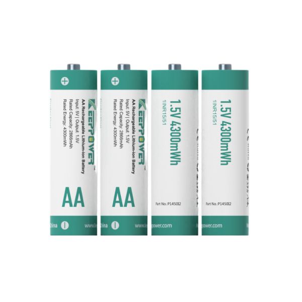 4x Keeppower P1450i2, AA, Mignon, 1.5V 4300mWh Li-Ion Akku mit 2866mAh