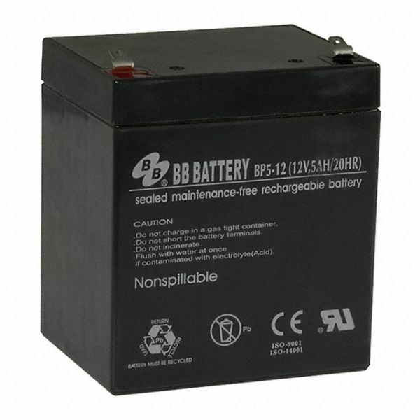 B.B. Battery BP5-12, 12V / 5Ah, 6.3mm T2 Faston