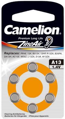 Camelion A13 Zink-Luft Hörgerätebatterie im 6er Pack