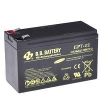 B.B. Battery 12V 7Ah Akku, AGM Bleiakku, EP7-12, Pol T2 Faston 250 (6,3 mm)