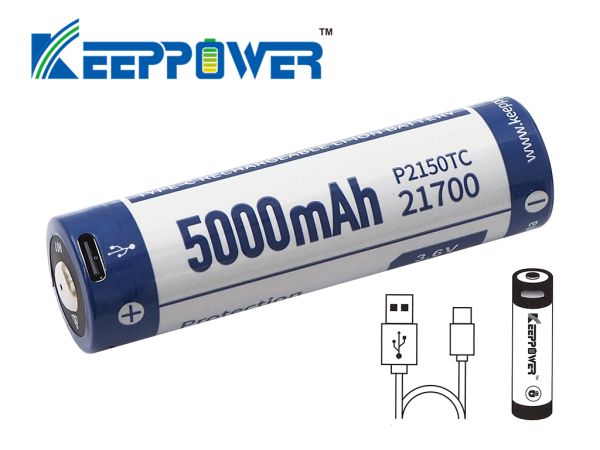Keeppower 21700 3.7V 5000mAh Akku mit USB-C Lademöglichkeit