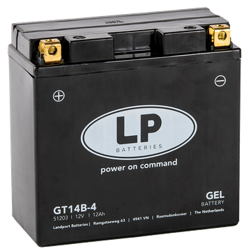 LP LT14B-4 GEL-Motorradbatterie ersetzt CT14B-BS, YT14B-4, YT14B-BS 12V 12Ah