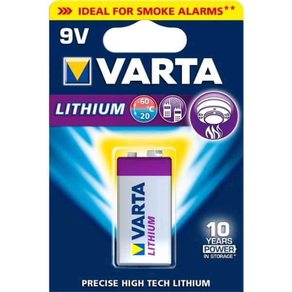 Varta 6122 Lithium 9V Block, 6F22, 6LR61, 6AM6, 6LF22 Batterie