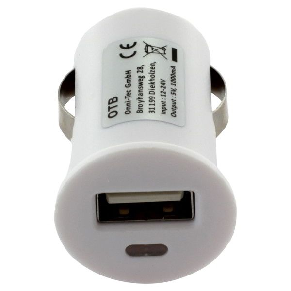 KFZ Lade-Adapter mit USB Buchse Weiss