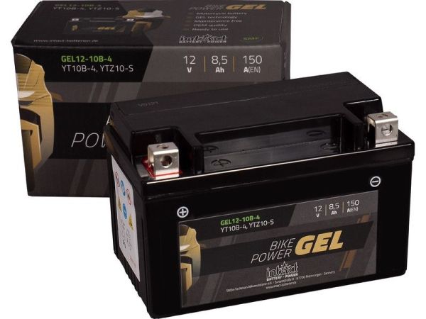 Intact GEL12-10B-4 GEL-Motorradbatterie ersetzt CTZ10-S, GTZ10S, 12V 8.5Ah