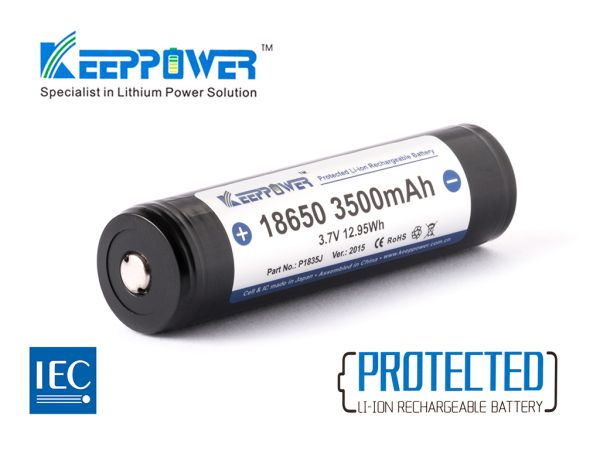 Keeppower 18650 3.7V 3500mAh (NCR18650GA) Button Top / geschützt