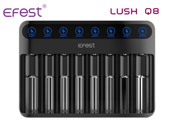 Efest Lush Q8 Ladegerät mit 8 Schächten für Lithium Ionen Akkus