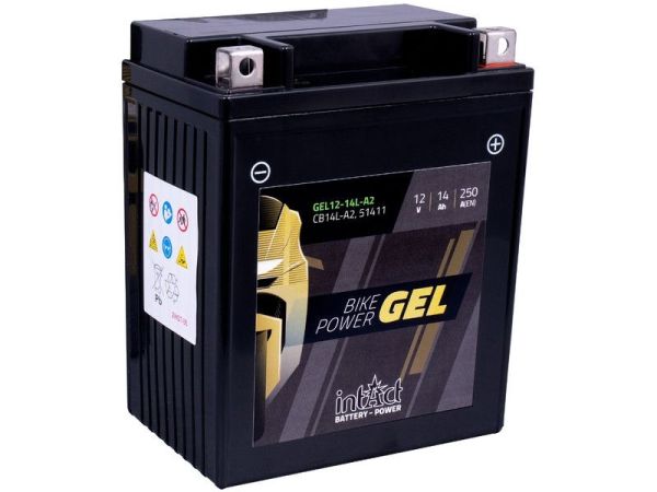 Intact GEL12-14L-A2 GEL-Motorradbatterie ersetzt DIN 51411, YB14L-B2 12V 14Ah