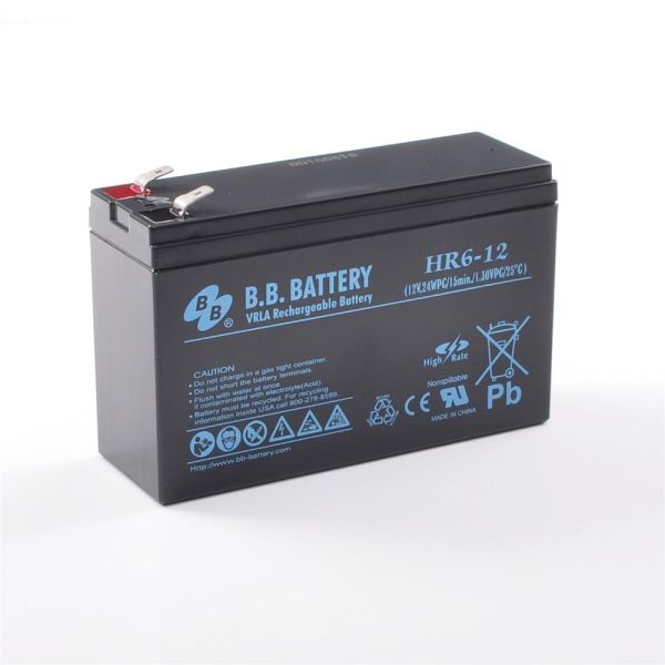 B.B. Battery HR6-12, 12V 6Ah, 6.3mm T2 Faston