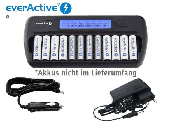 EverActive NC-1200 Ladegerät für 1-12 AA/AAA Ni-MH / Ni-Cd Akkus