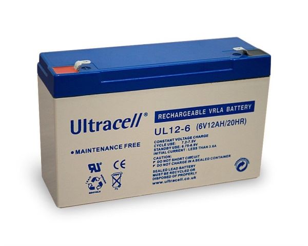 Ultracell UL12-6 6V 12Ah Bleiakku 4.8mm Faston