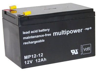 Multipower MP12-12 Bleiakku 12V 12Ah Faston 4.8mm ersetzt A512/10S, LC-RA1212PG
