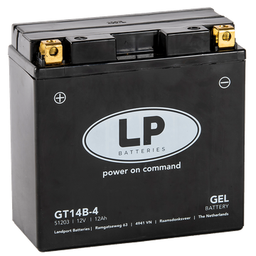 LP GT14B-4 GEL-Motorradbatterie ersetzt CT14B-BS, YT14B-4, YT14B-BS 12V 12Ah