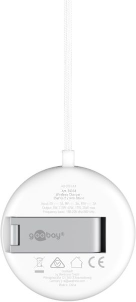 Kabelloses Ladegerät mit Ständer Qi 2.2, 25 W, USB-C, weiss