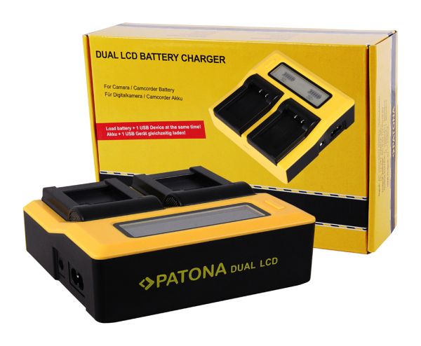 Patona Dual LCD Ladegerät für Canon LP-E8 Akkus
