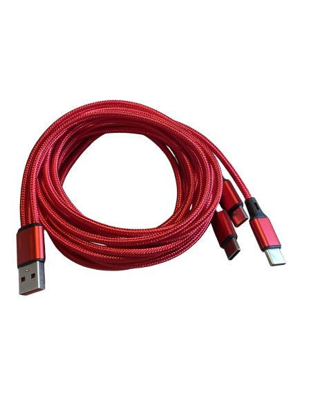 3in1 USB-A Splitterkabel auf 3 x USB-C, rot