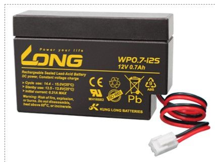 Long WP0.8-12S (NP0.8-12) Bleiakku, 12V 0.8Ah JST-Stecker