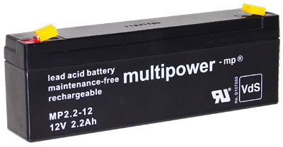 Multipower MP2.3-12 (MP2.2-12) Bleiakku, 12V 2.3Ah Faston 4,8mm