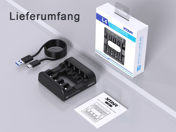 Xtar L4 Ladegerät für 1.5V Li-Ion AA, AAA Akkus