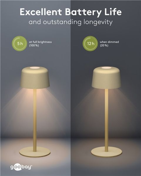 Kabellose LED-Tischleuchte, Grösse S, 25 cm, beige