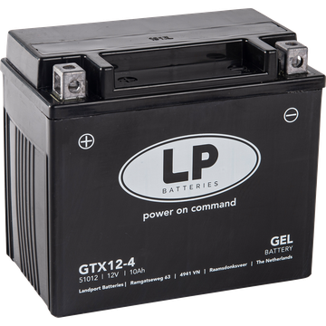 LP GTX12-4 GEL-Motorradbatterie ersetzt 51012, GEL12-12-BS, CTX12-BS 12V 10Ah