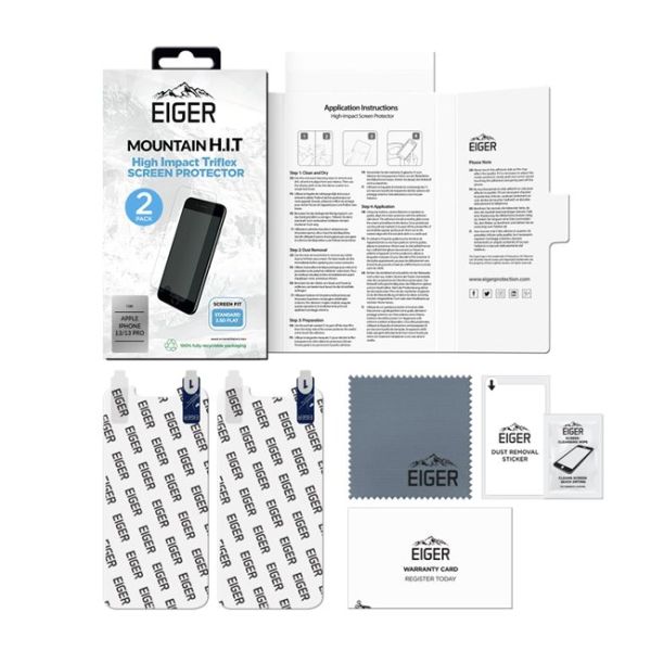 EIGER APPLE IPHONE 14/13/13 PRO DISPLAY-GLAS (2ER PACK) HIGH-IMPACT TRI FLEX