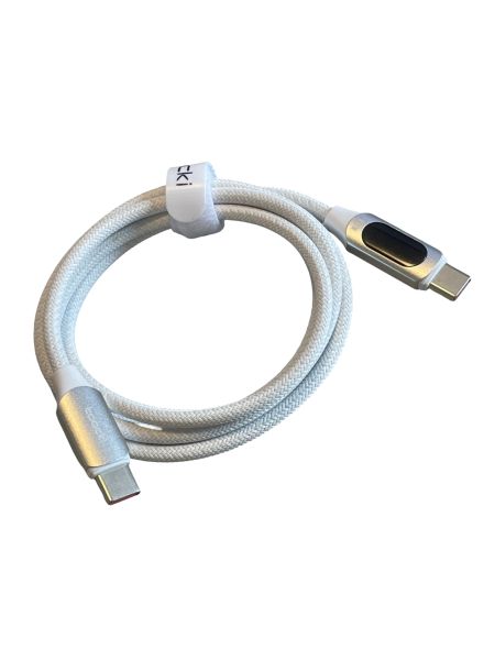 USB-C auf USB-C Schnellladekabel, geflochten weiss, 100cm