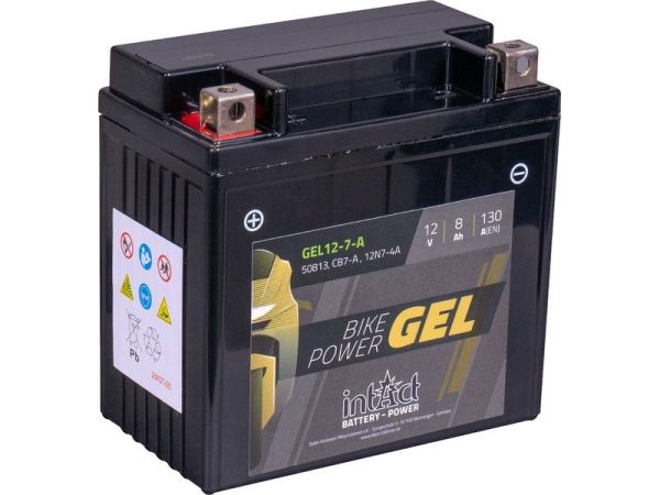 Intact GEL12-7-A GEL-Motorradbatterie ersetzt YB7-A, 50712 12V 8Ah